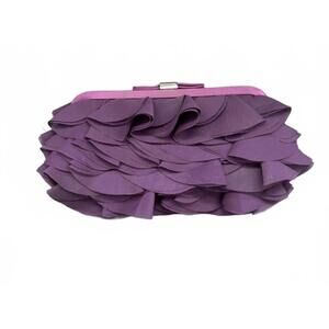Sondra Roberts Purple Ruffle Clutch Purse